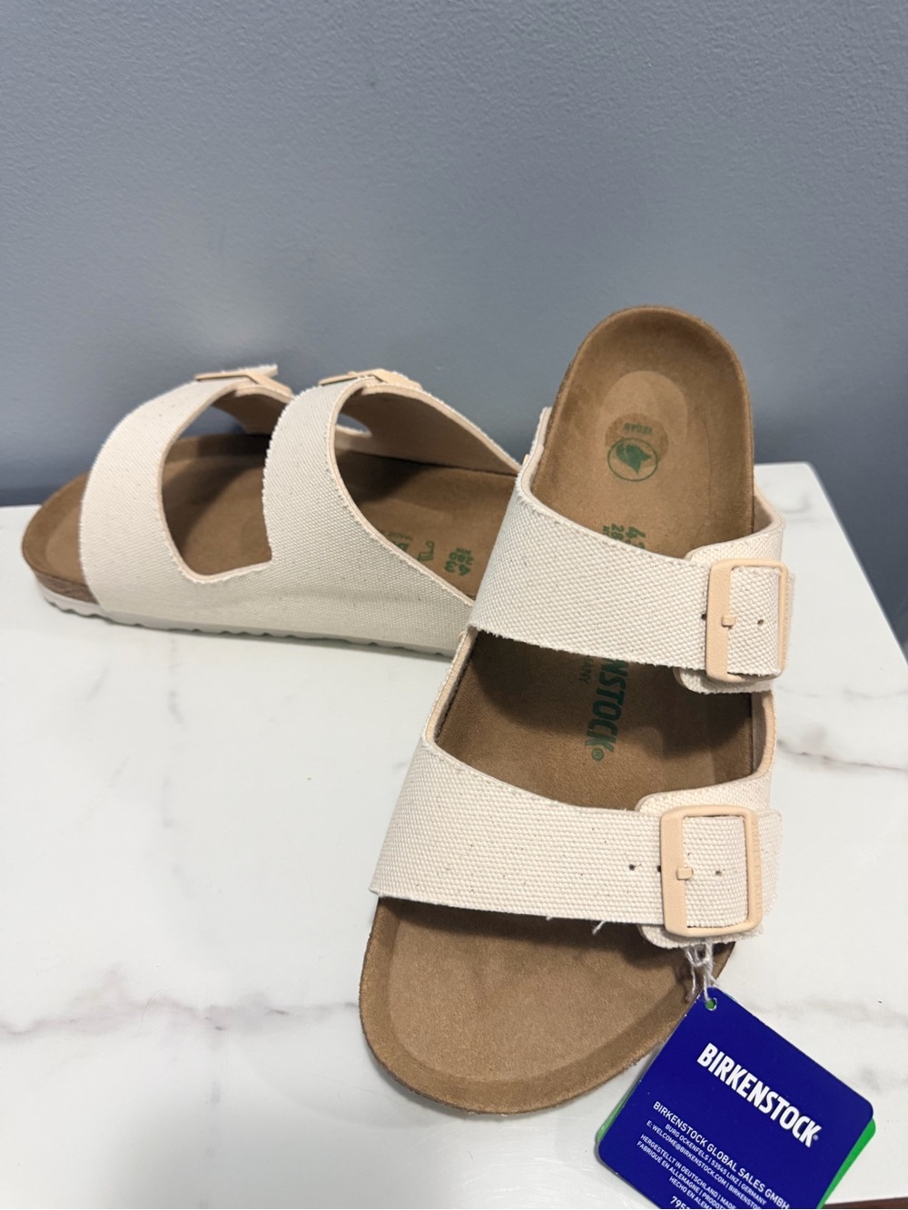 Birkenstock tan Arizona vegan mens 10 Double-Strap Sandals